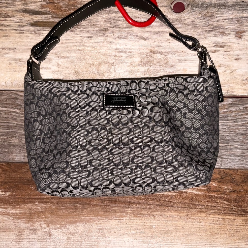 Coach Black and Gray Signature Shoulder Bag